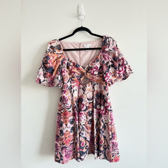 House of Harlow Puff Sleeve Cut Out Mini Dress - Picture 2 of 6